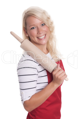 Hausfrau mit Nudelholz