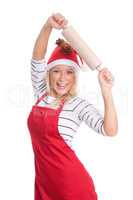 Weihnachtsfrau mit Nudelholz