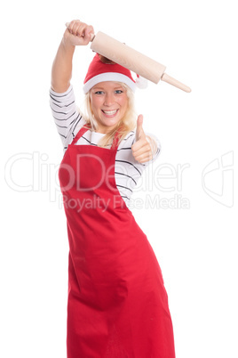 Weihnachtsfrau mit Nudelholz