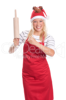 Weihnachtsfrau mit Teigrolle