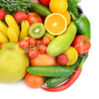 fruits and vegetables isolated on white background