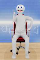 Figure sitting on office chair, holding up thumbs