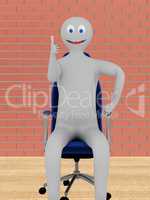 Figure sitting on office chair, holding up thumbs