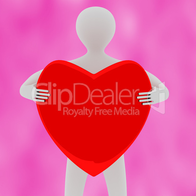 Figure holding red heart