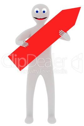 Figure holds red arrow