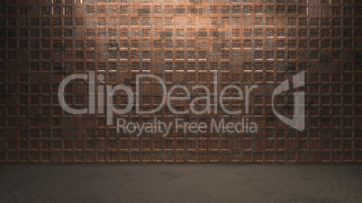 Metal square wall background with ground