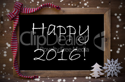Chalkboard With Christmas Decoration Happy 2016, Snowflakes