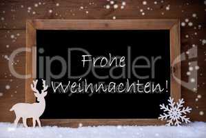 Vintage Card, Blackboard, Snow, Frohe Weihnachten Mean Christmas