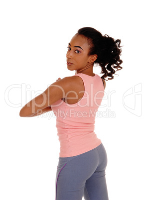 Pretty african american woman in active wear.