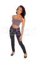 African american woman in jeans.