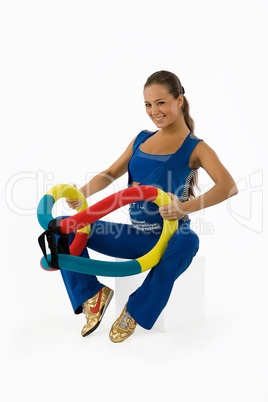 Young Woman And Training Device