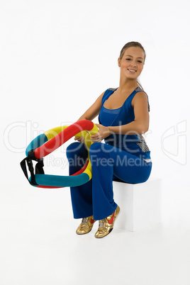 Young Woman And Training Device