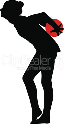 Silhouette girl gymnast with the ball. Vector illustration.