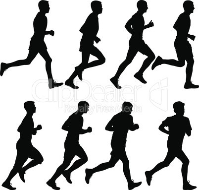 Silhouettes Runners on sprint, men. vector illustration.