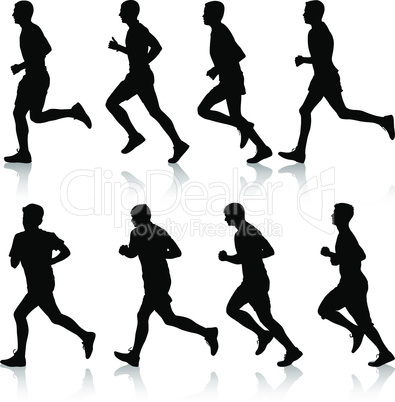 Silhouettes Runners on sprint, men. vector illustration.