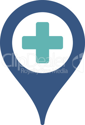 BiColor Cyan-Blue--hospital map pointer.eps