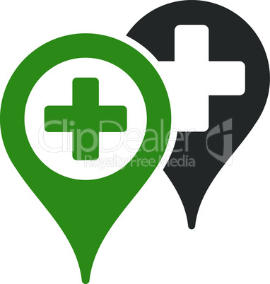 Bicolor Green-Gray--hospital map markers.eps