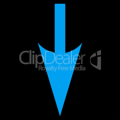Sharp Down Arrow flat blue color icon