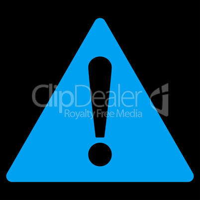 Warning flat blue color icon