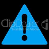 Warning flat blue color icon