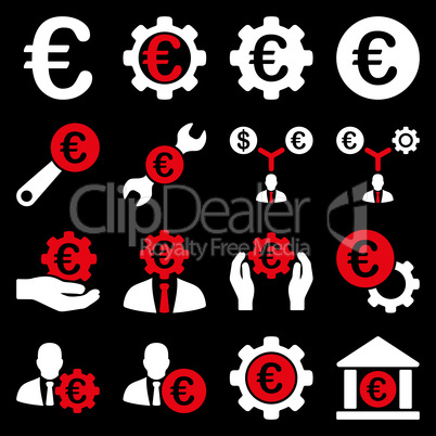 Euro banking business and service tools icons