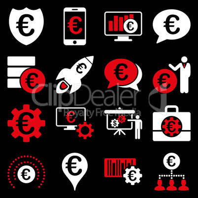 Euro banking business and service tools icons