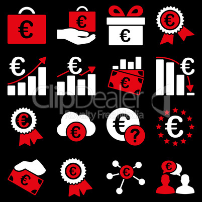 Euro banking business and service tools icons