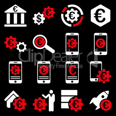 Euro banking business and service tools icons