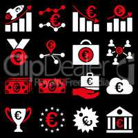 Euro banking business and service tools icons