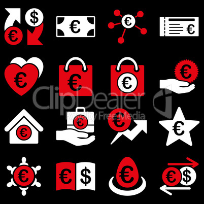 Euro banking business and service tools icons