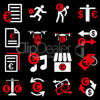 Euro banking business and service tools icons