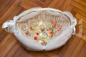 Wedding corsages in the basket
