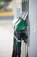 Pump nozzles at the gas station