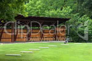 Golf bag on a golf course