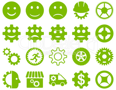 Tools and Smile Gears Icons