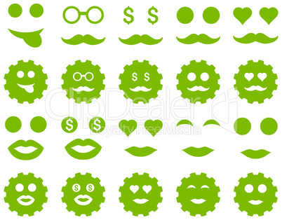 Tool, gear, smile, emotion icons