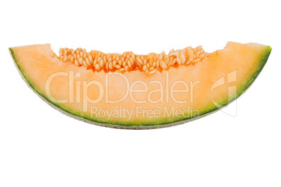 Cantaloupe melon slice isolated on white