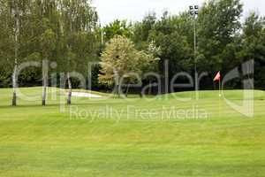 Red flag on a golf course