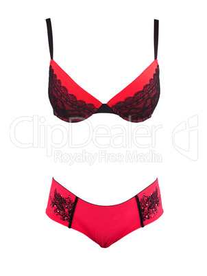 Women's bra and panties in red and black