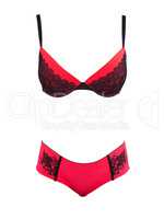 Women's bra and panties in red and black