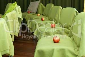 Apples on the chairs