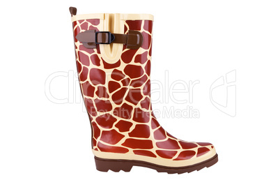 Gumboot with giraffe pattern isolated on white