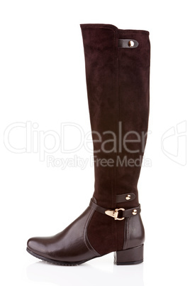 Elegant female knee high boot isolated on white