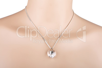 Silver necklace with glass heart pendant
