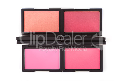Colorful blush palettes isolated on white