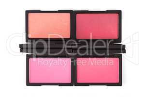 Colorful blush palettes isolated on white