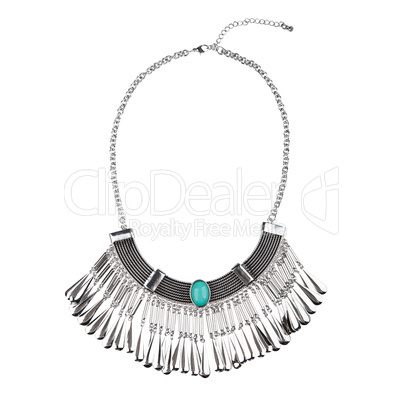 Silver statement necklace isolated on white