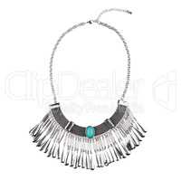 Silver statement necklace isolated on white