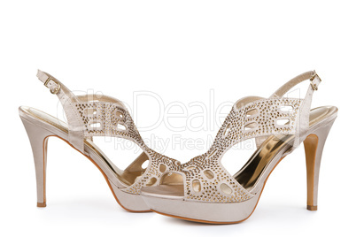 Elegant female stiletto shoes with rhinestones