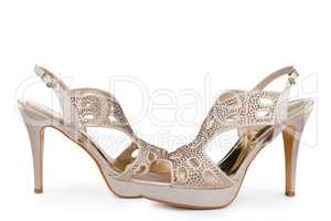 Elegant female stiletto shoes with rhinestones